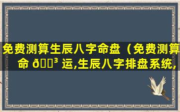 免费测算生辰八字命盘（免费测算命 🌳 运,生辰八字排盘系统,生辰八字五行查询）